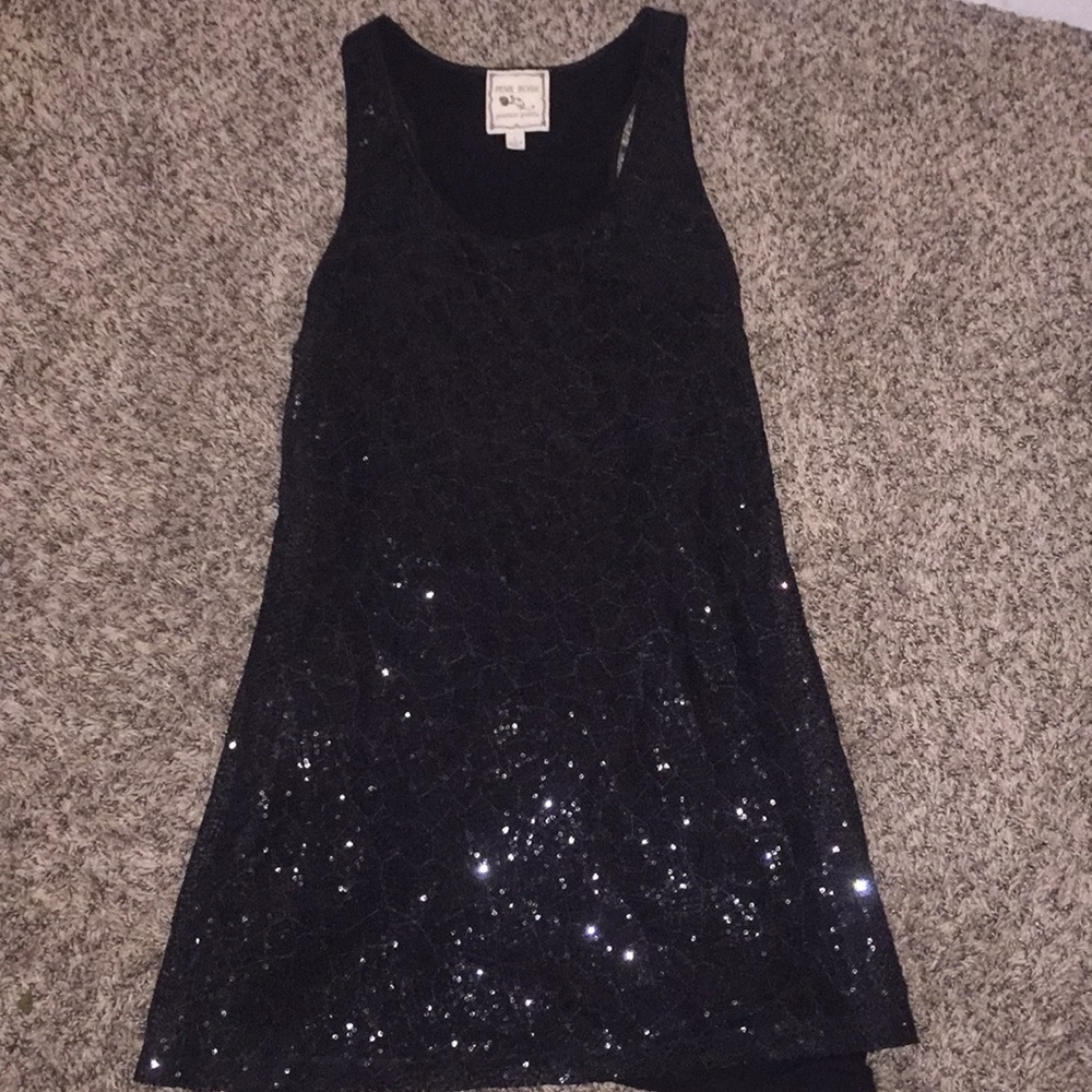 Sequin tank mini dress.